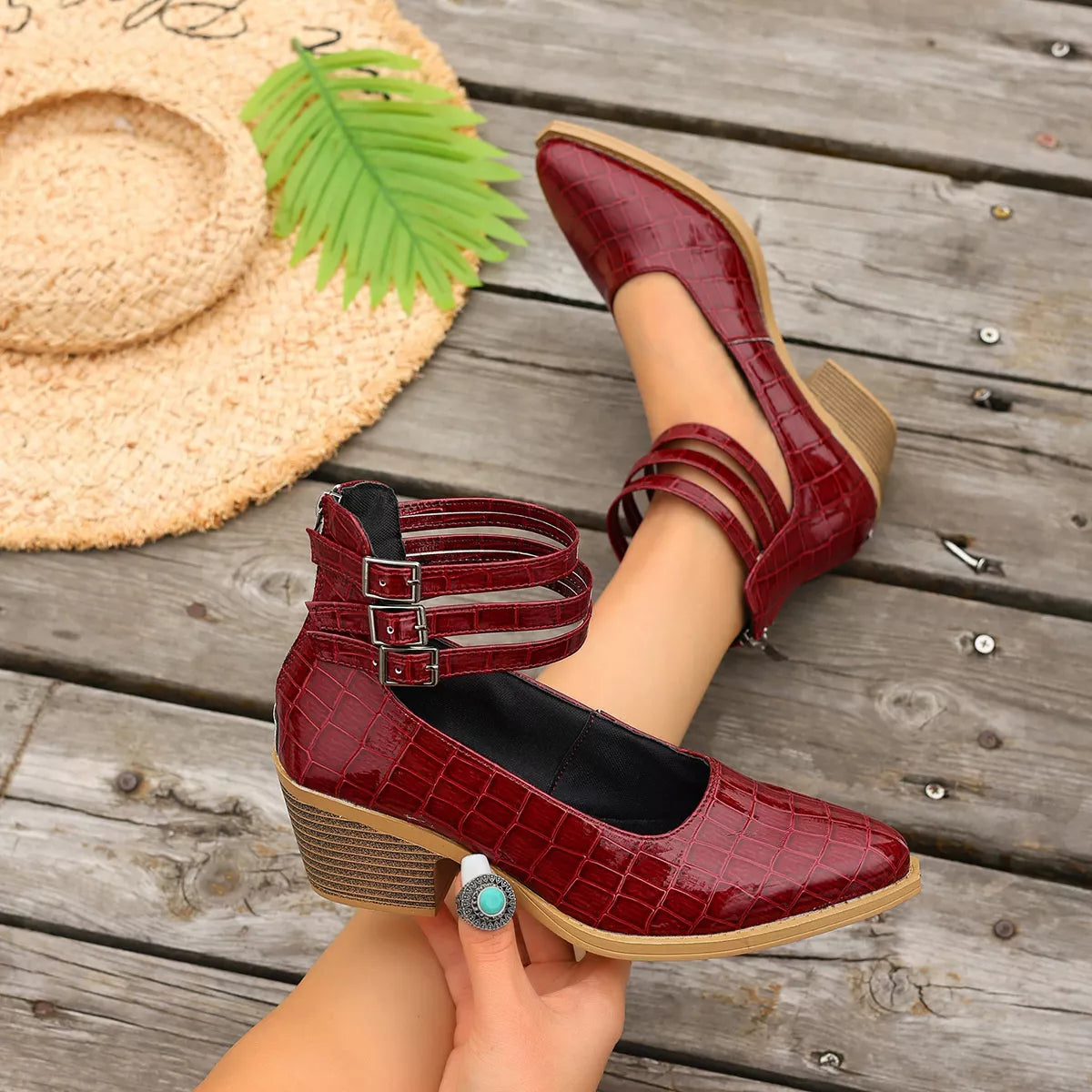 Point Toe Block Heels Pumps - Lilixa.store