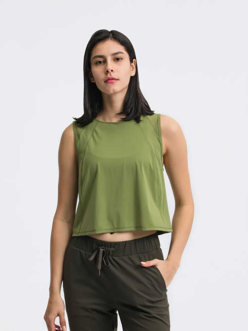 Millennia Round Neck Cropped Active Tank - Lilixa.store