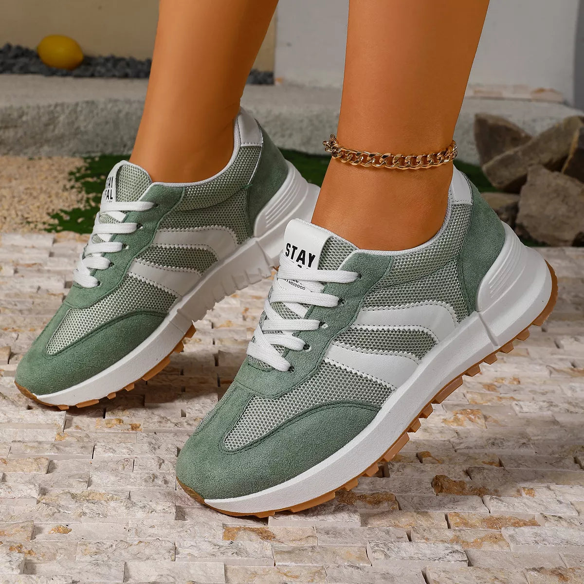 Round Toe Lace Up Sneakers - Lilixa.store