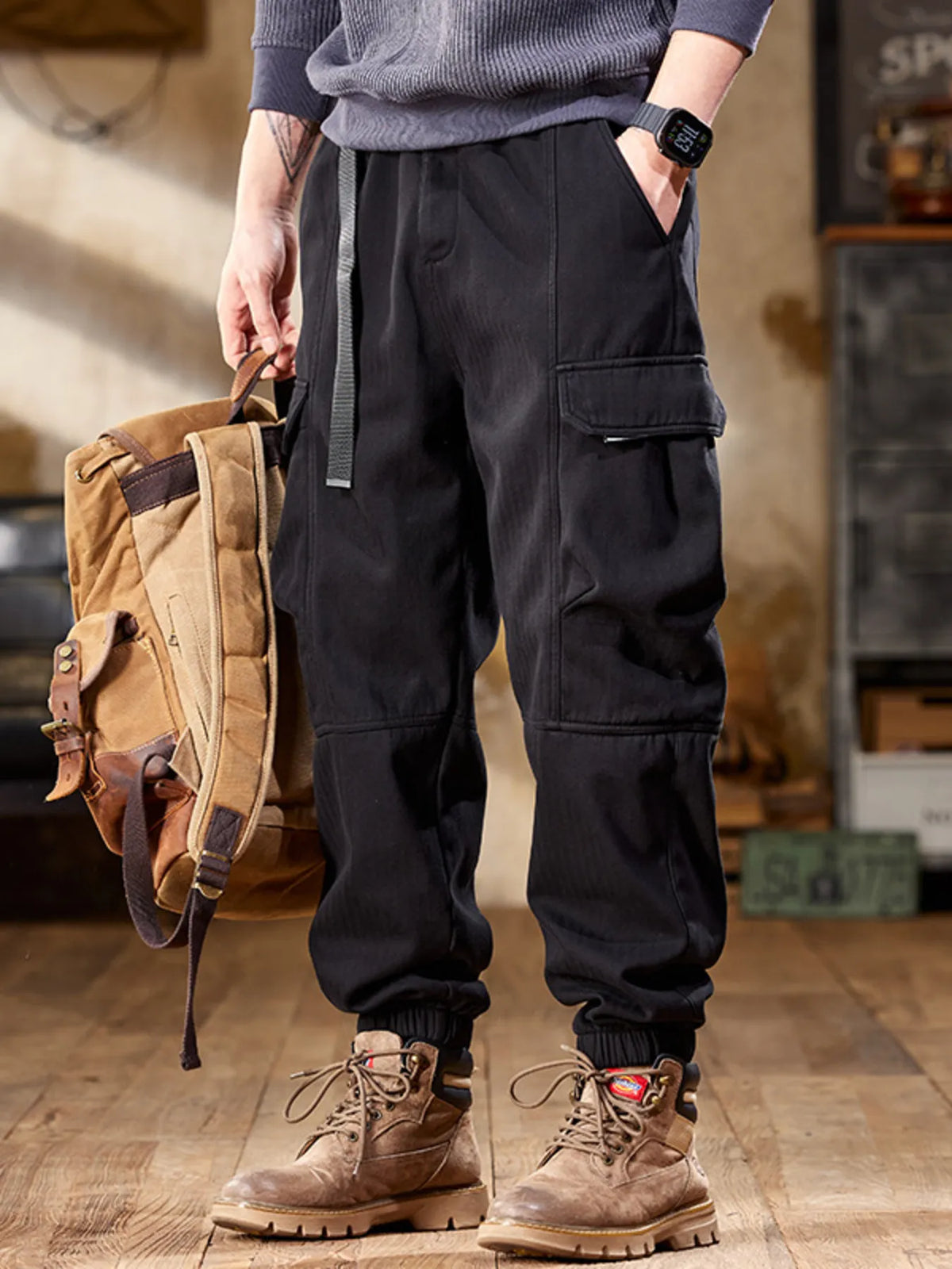 Men's Plus Size Casual Cargo Pants, view 4