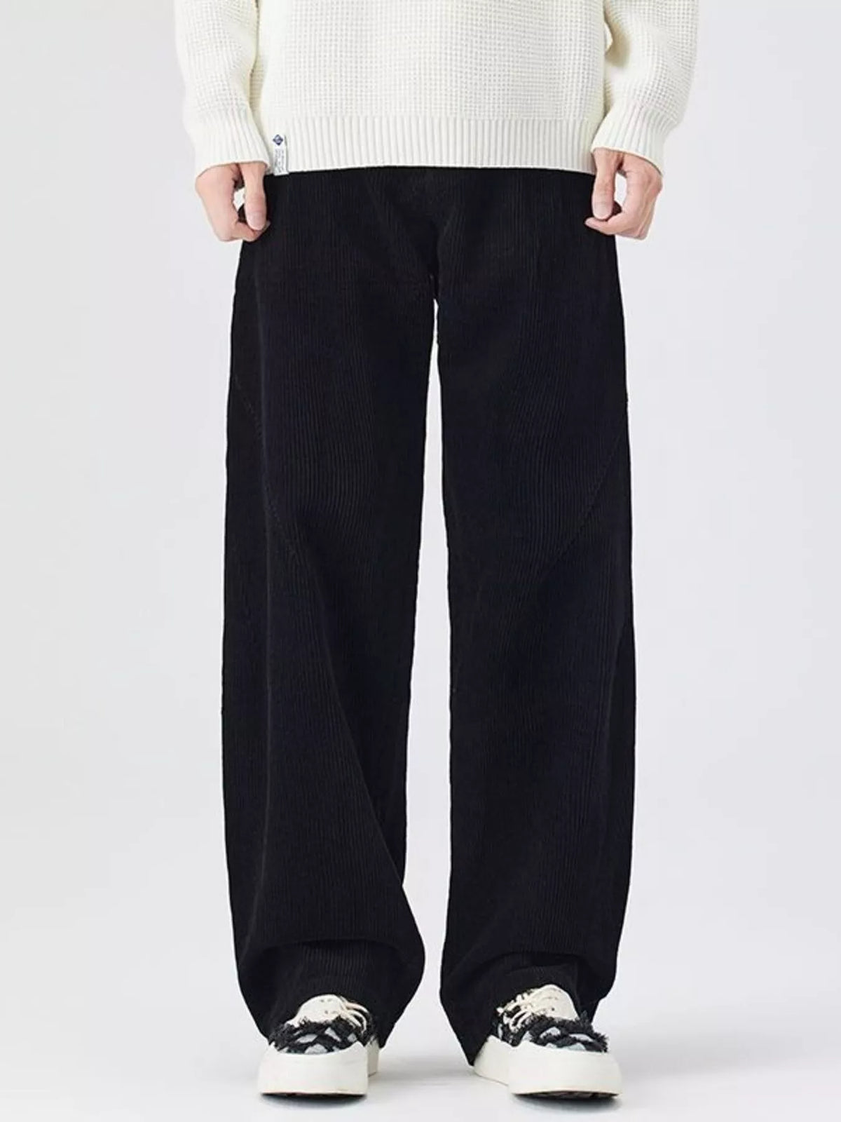 Men's Plus Size Relaxed Fit Corduroy Pants in Black