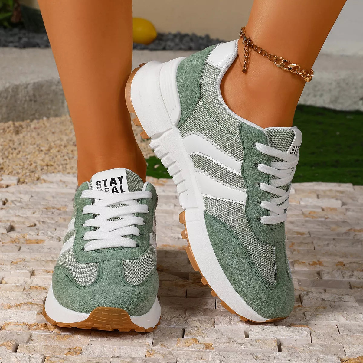 Round Toe Lace Up Sneakers - Lilixa.store