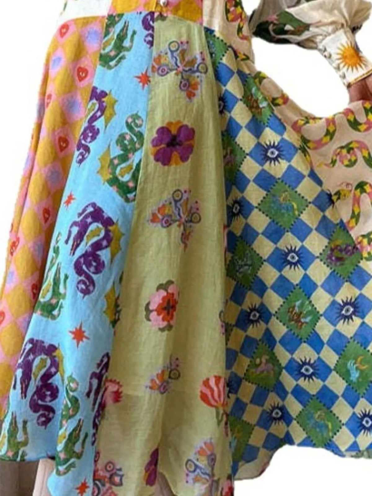 Full Size Printed Lantern Sleeve Maxi Dress Plus Size - Lilixa.store