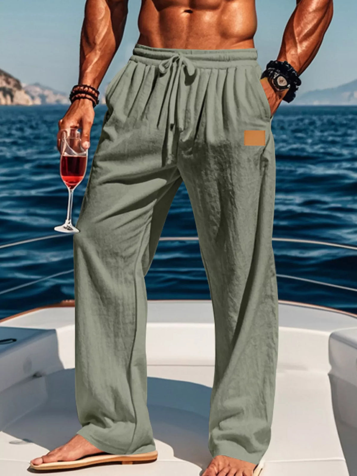 Men's Full Size Drawstring Wide Leg Pants Plus Size