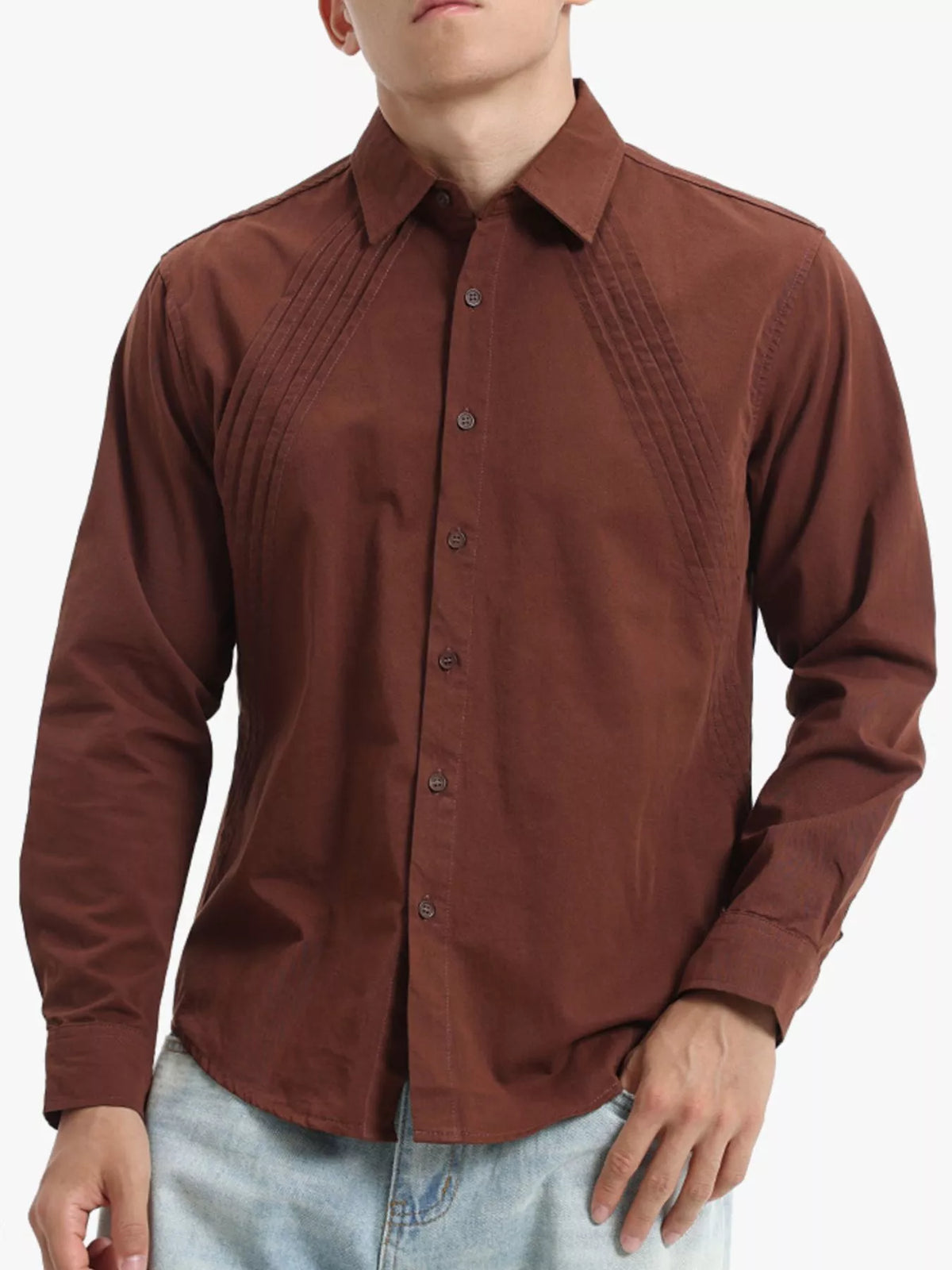 Men's Plus Size Long Sleeve Button-Down Shirt