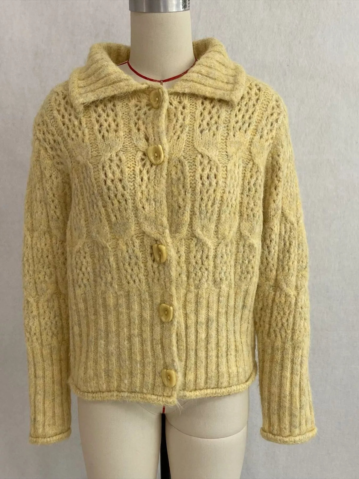 Cable-Knit Button Up Cardigan, view 10