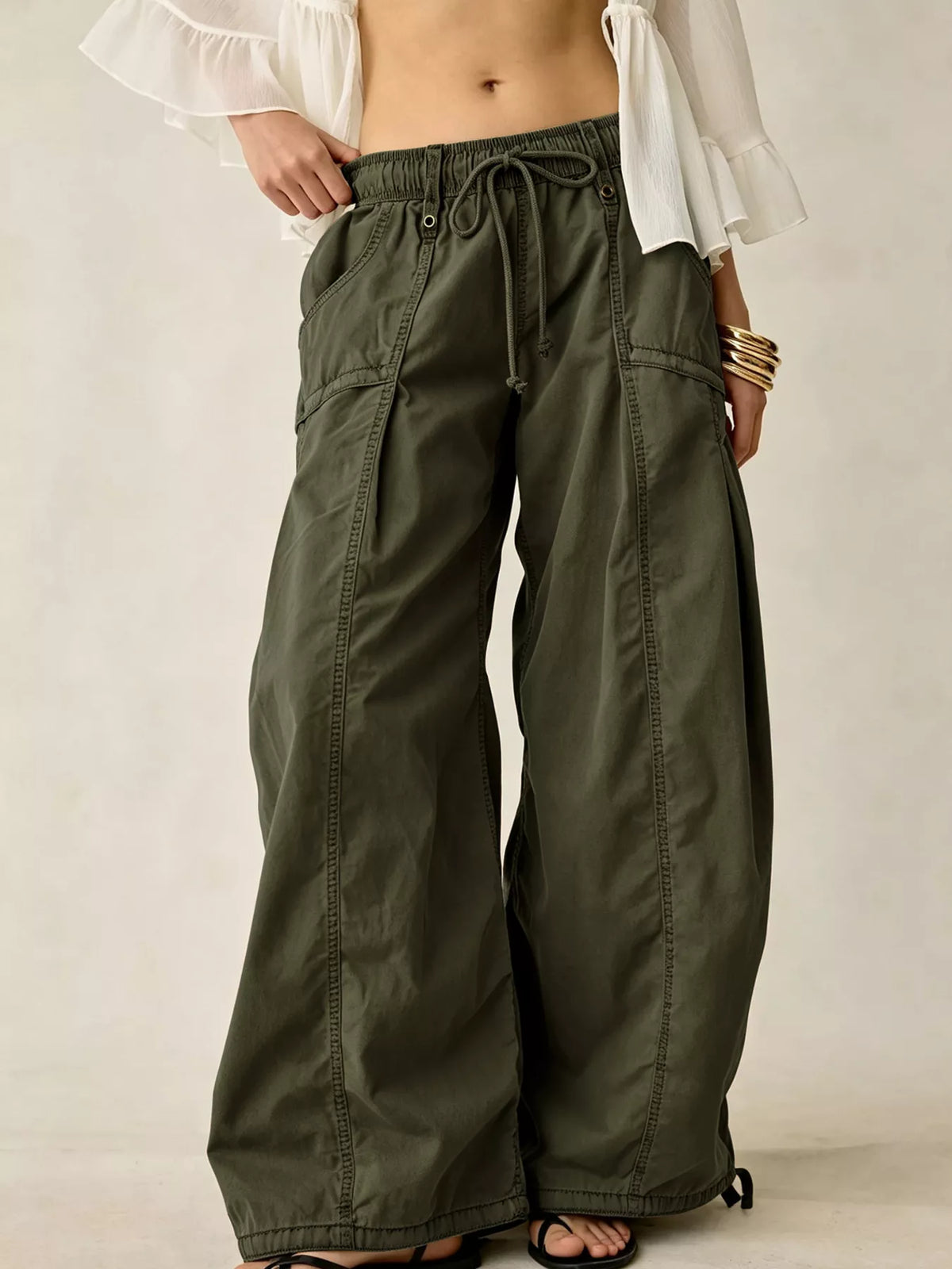 High-Waisted Cargo Wide-Leg Pants - Lilixa.store