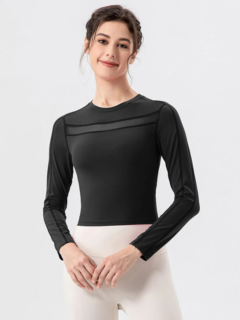 Round Neck Long Sleeve Active T-Shirt - Lilixa.store