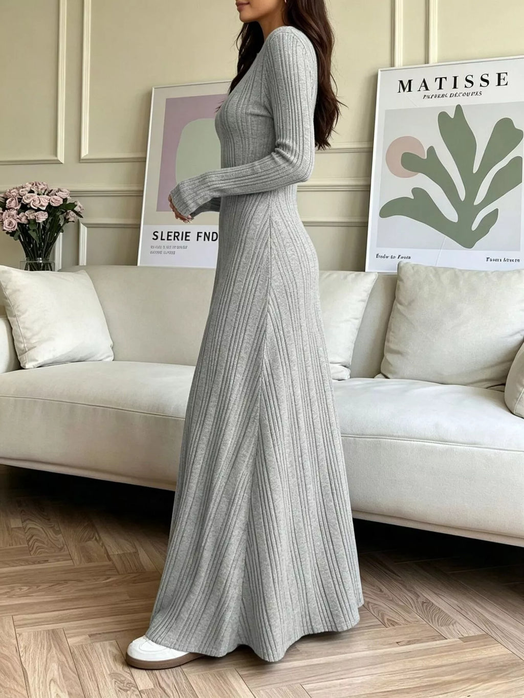 Long Sleeve Ribbed Knit Dress - Lilixa.store