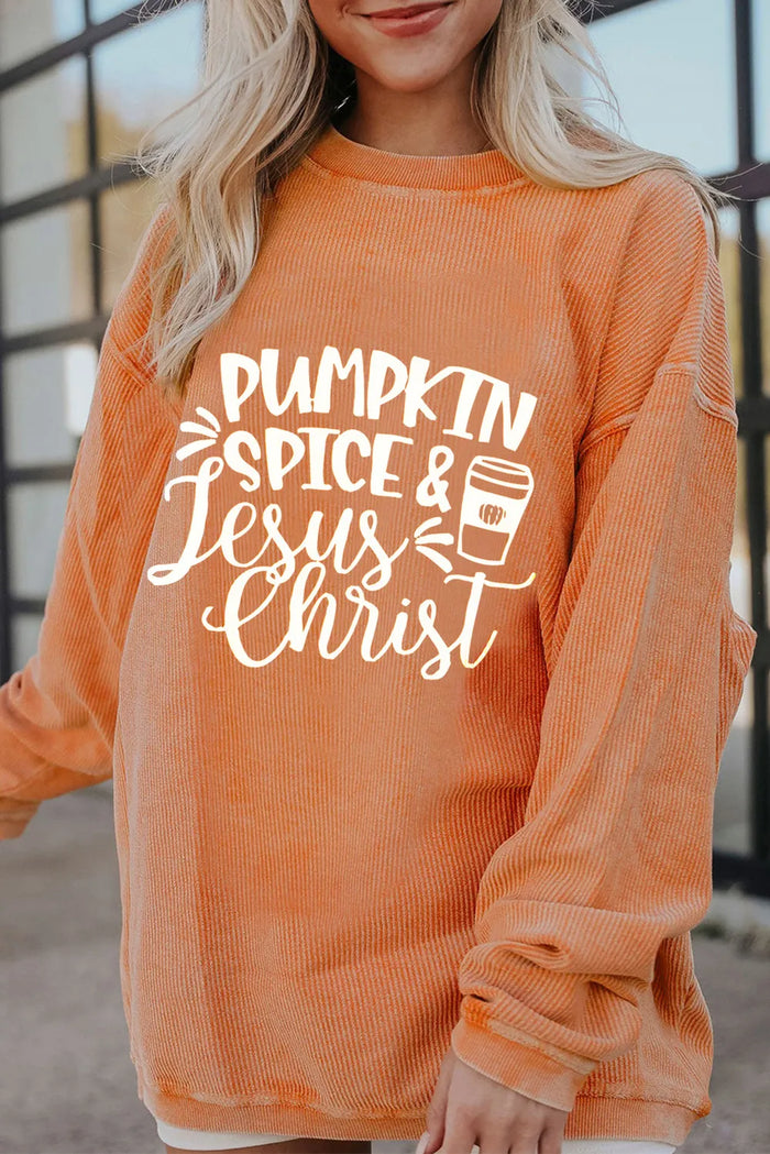 Letter Graphic Round Neck Long Sleeve Oversize Sweatshirt - Lilixa.store