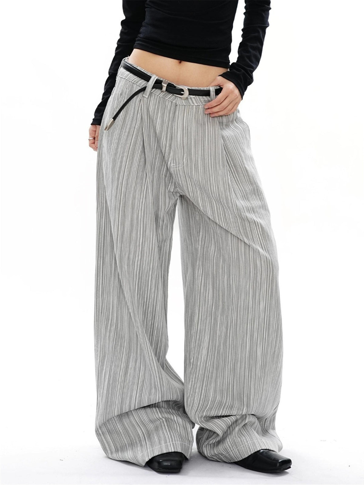 Men's Plus Size Wide Leg Pants in Gray, view 4