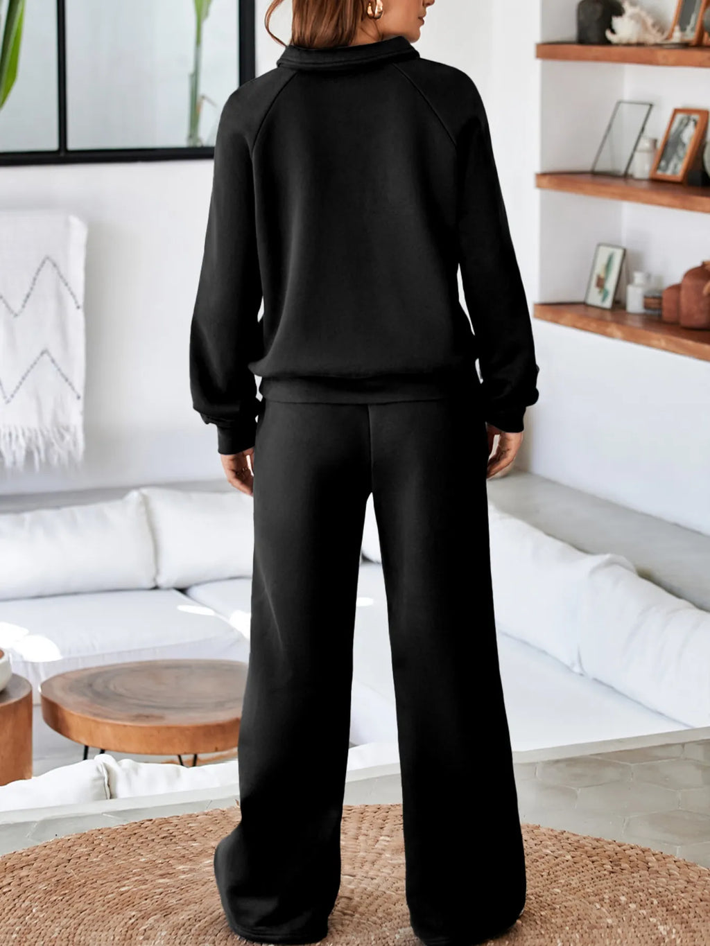 Collared Sweatshirt and High Waist Pants Active Set - Lilixa.store