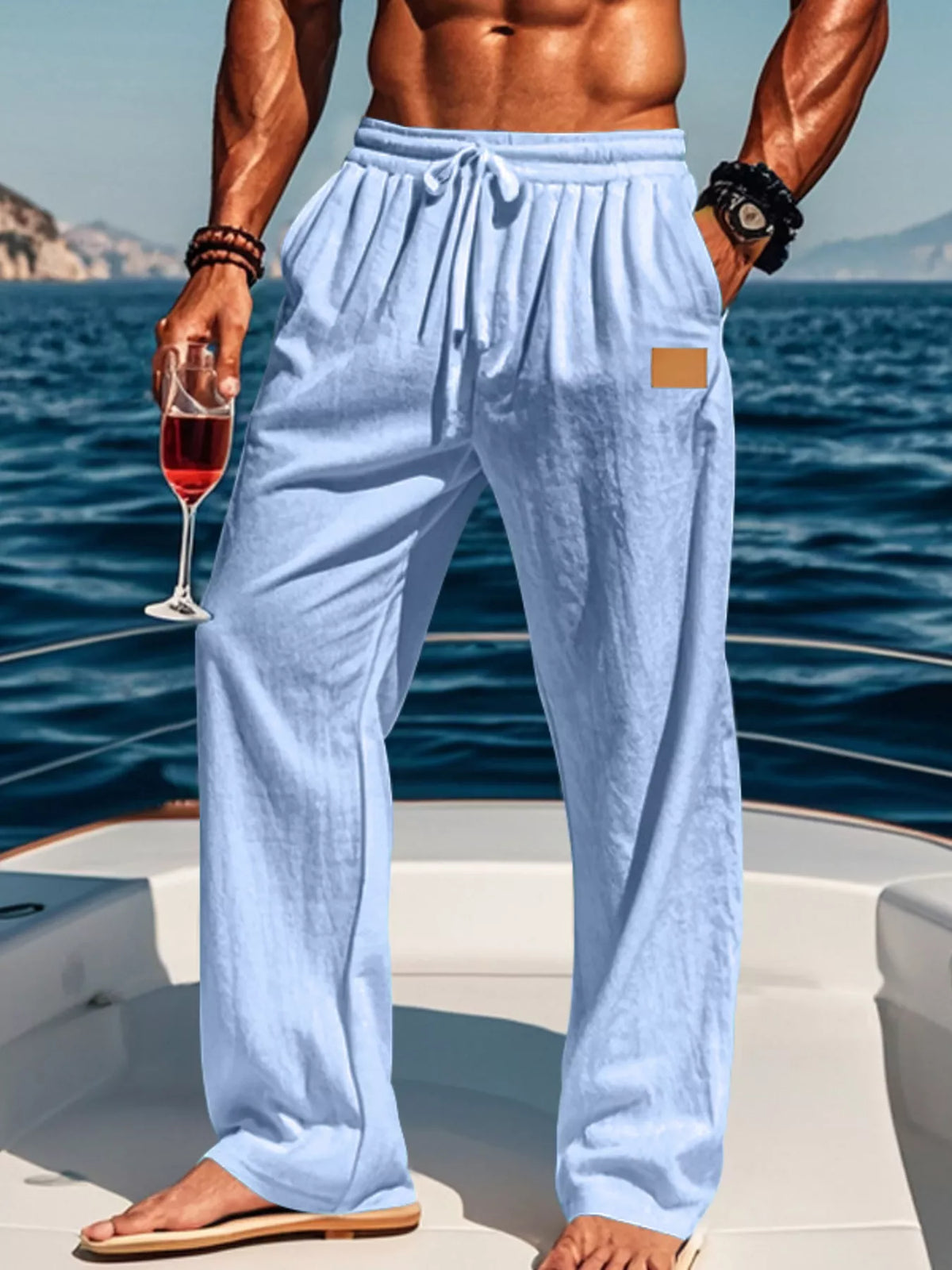 Men's Full Size Drawstring Wide Leg Pants Plus Size - Lilixa.store