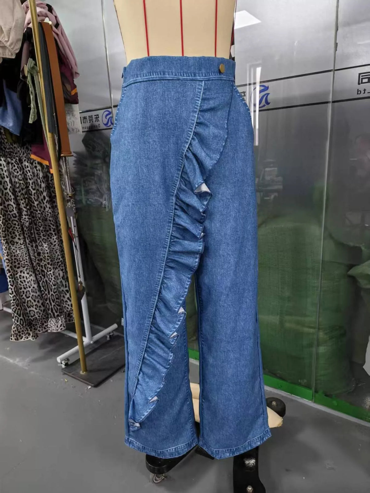 Full Size Ruffled Wide-Leg Jeans Plus Size