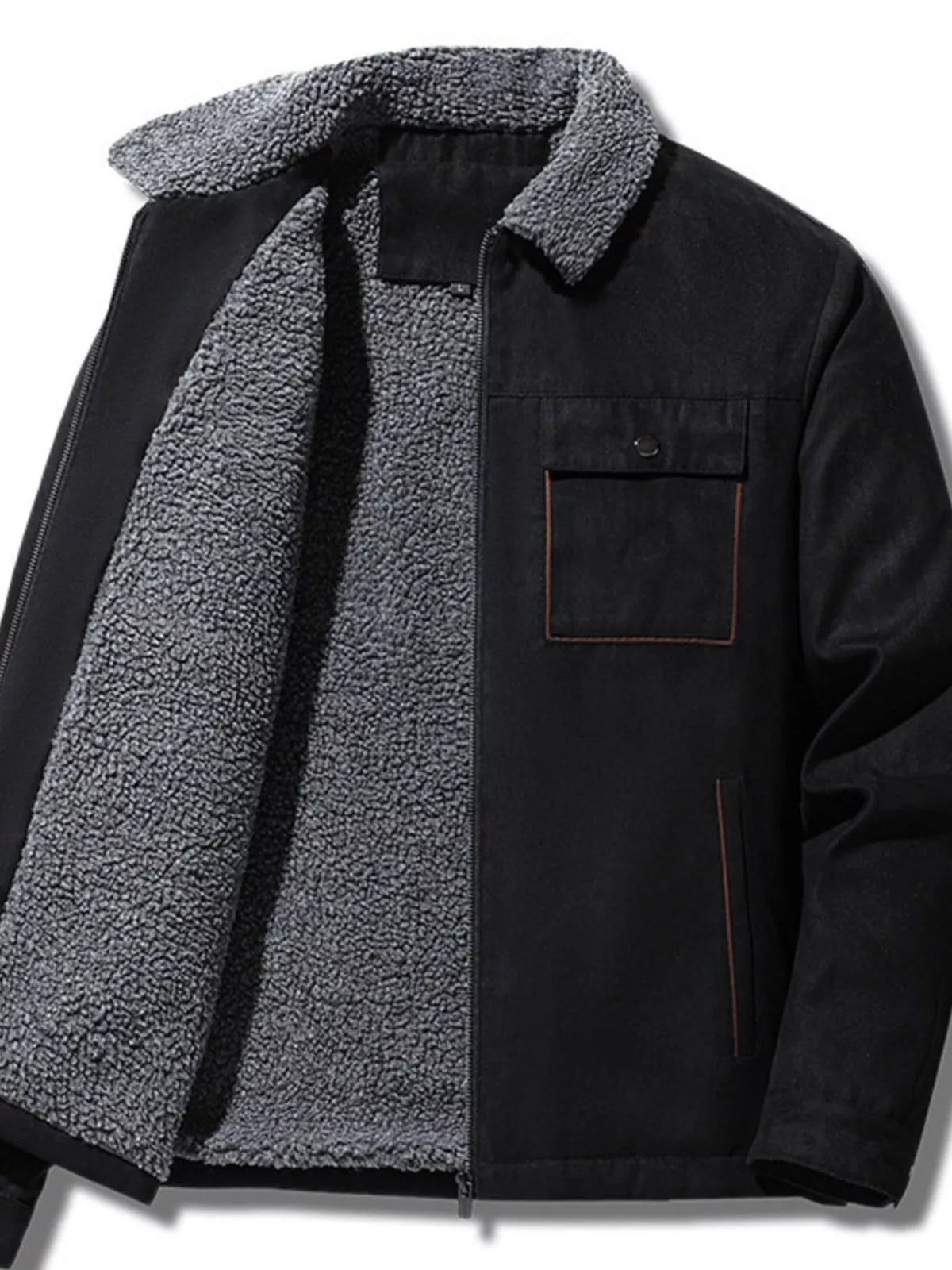 Men's Plus Size Sherpa-Lined Canvas Utility Jacket in Black