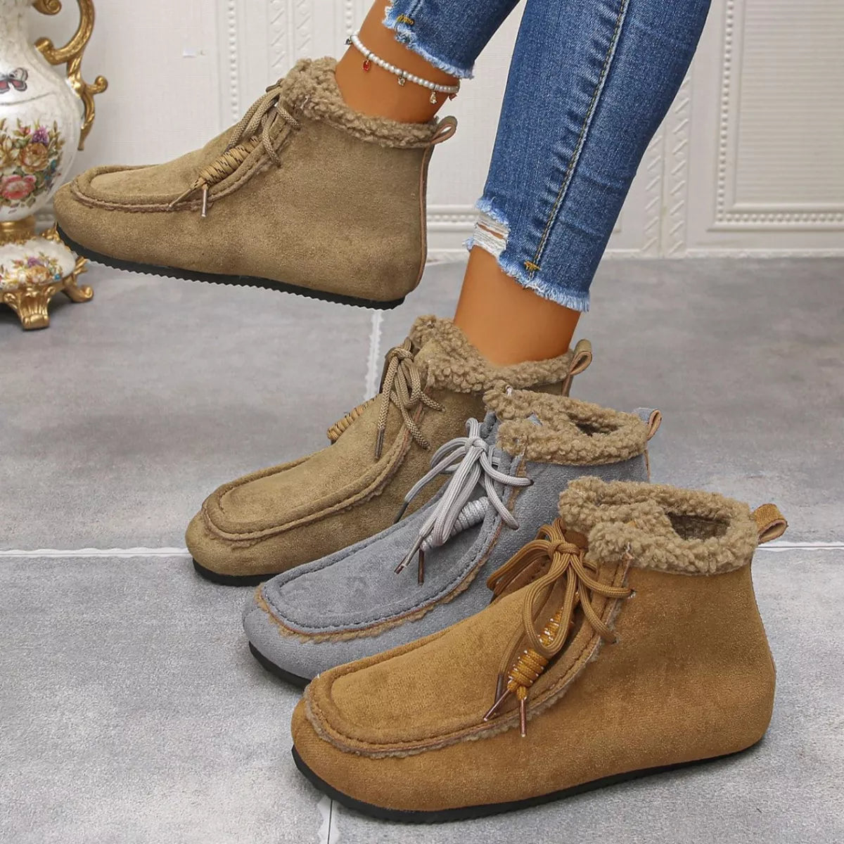 Plush Lining Ankle Boots - Lilixa.store