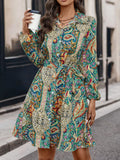 Paisley Print Button-Down Shirt Dress - Lilixa.store