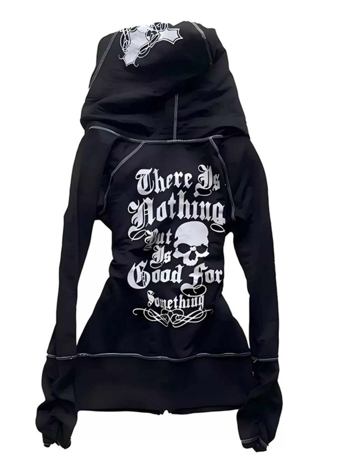 Gothic Cross Leopard Lined Zip-Up Hoodie - Lilixa.store