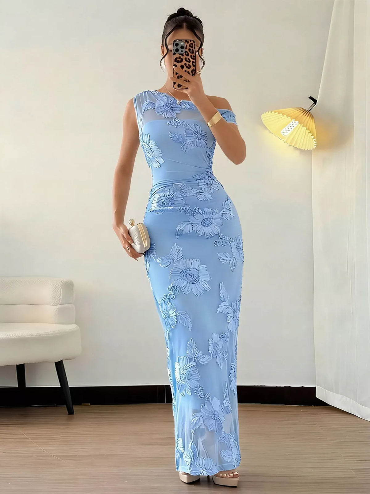 Embroidered One Shoulder Maxi Dress - Lilixa.store