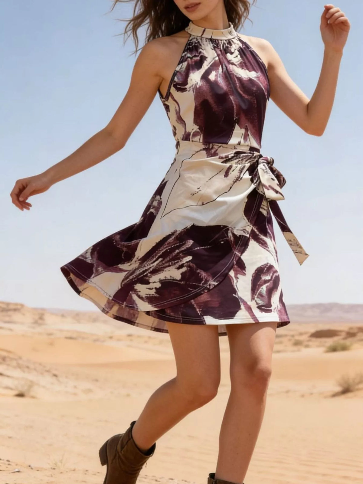 Printed Sleeveless Mini Dress