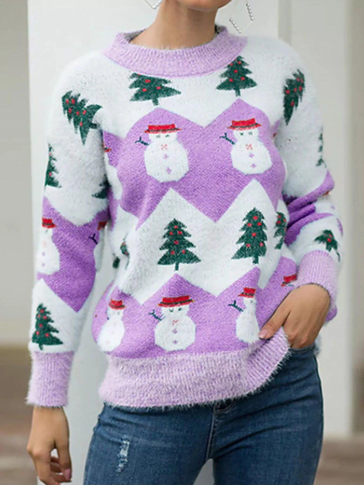 Christmas Snowman Dropped Shoulder Sweater