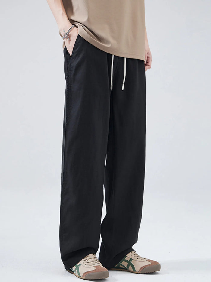 Men's Full Size Casual Loose-Fit Drawstring Pants Plus Size in Black