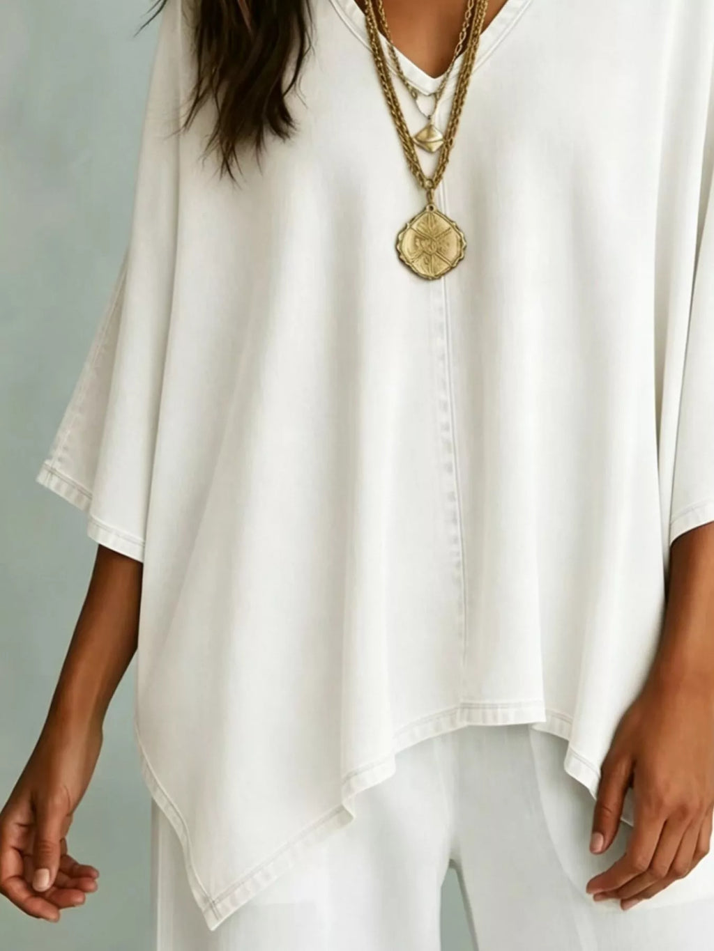V-Neck Batwing Sleeve T-Shirt - Lilixa.store