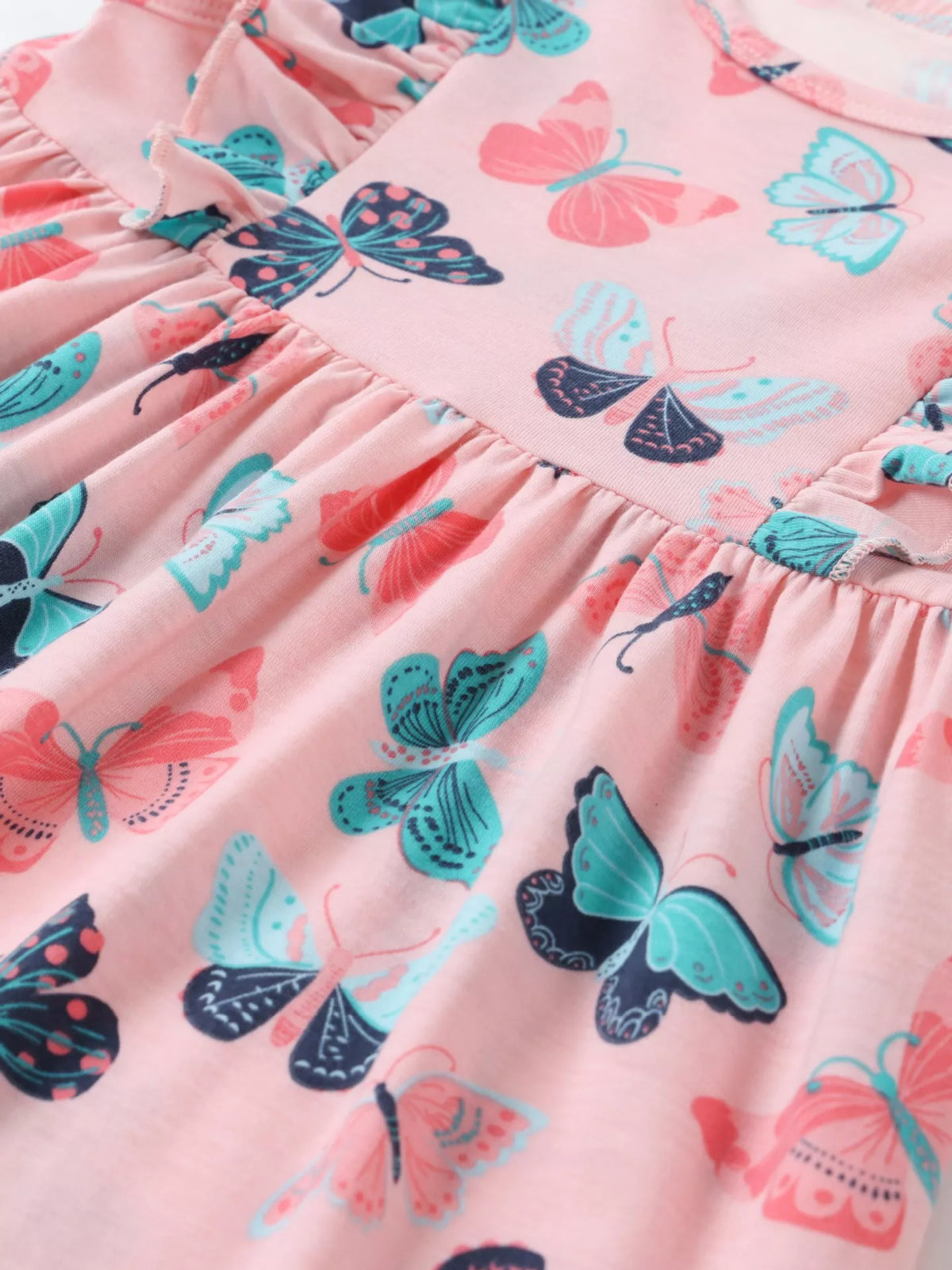 Children's Butterfly Print Ruffle Sleeve Dress - Lilixa.store