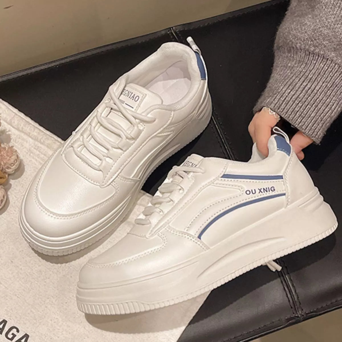 Classic Lace-Up Platform Sneakers - Lilixa.store