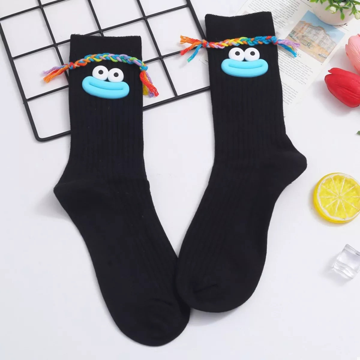 Cartoon Ribbed Knit Crew Socks - Lilixa.store