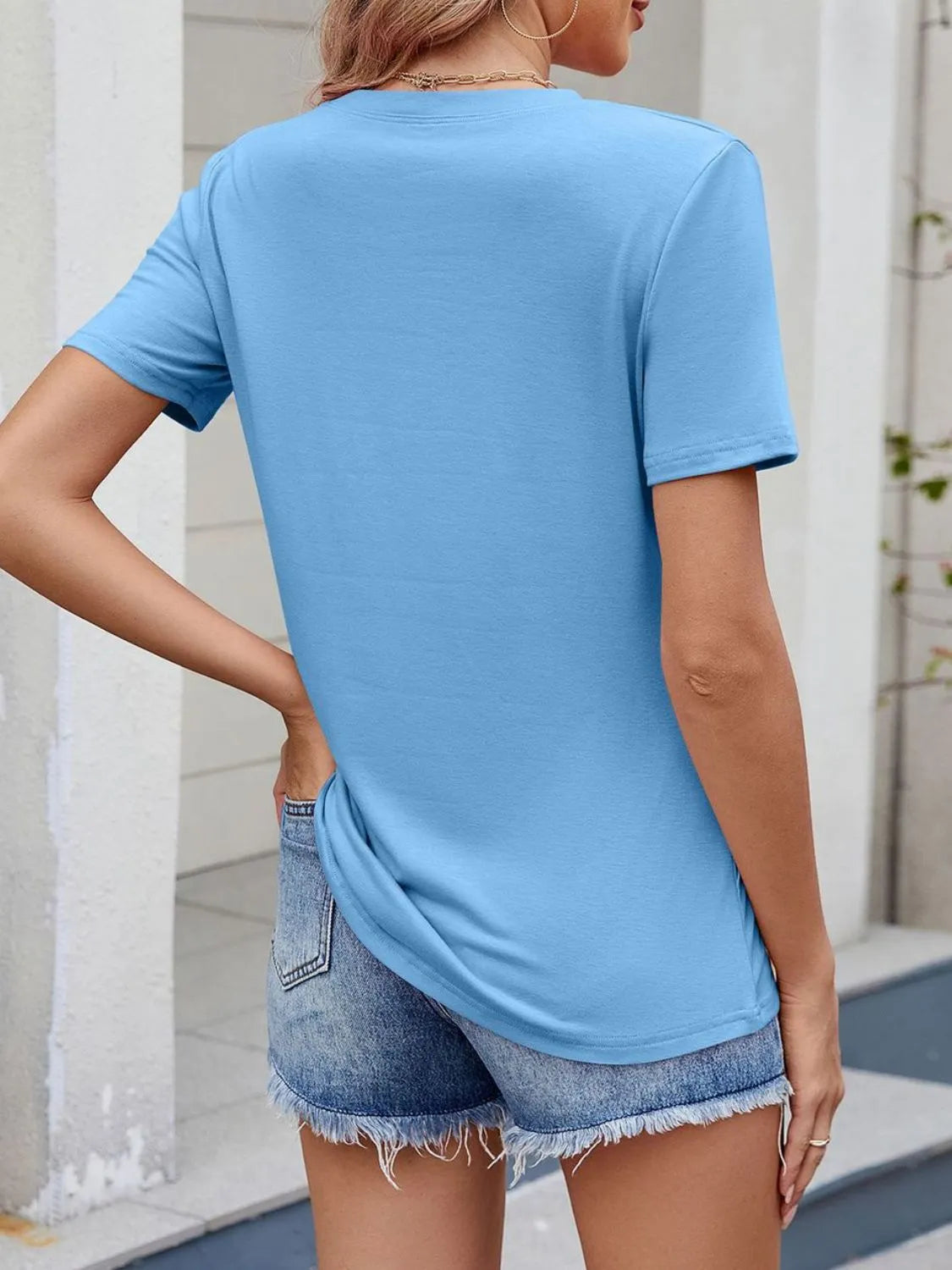 Round Neck Short Sleeve T-Shirt - Lilixa.store