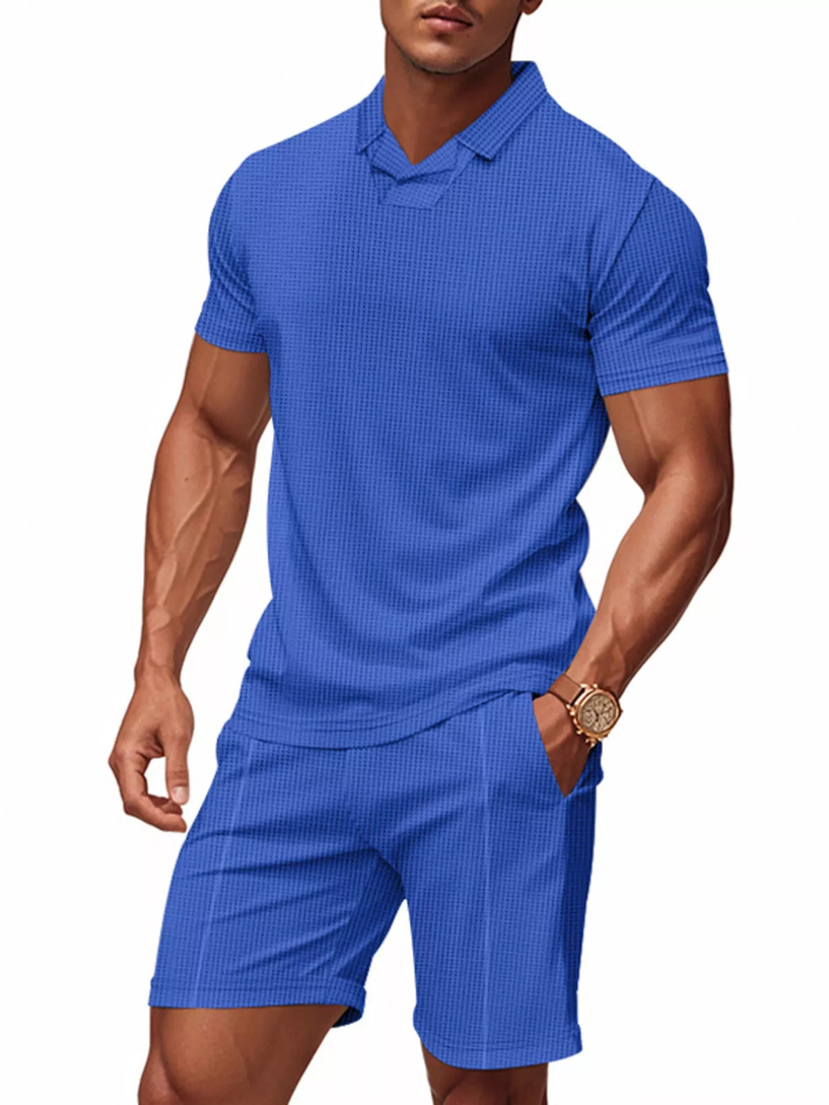 Men's Full Size Casual Short Sleeve Polo and Shorts Set Plus Size - Lilixa.store