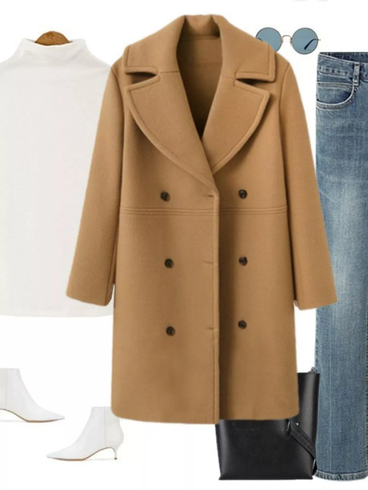 Double-Breasted Long Sleeve Coat, view 8