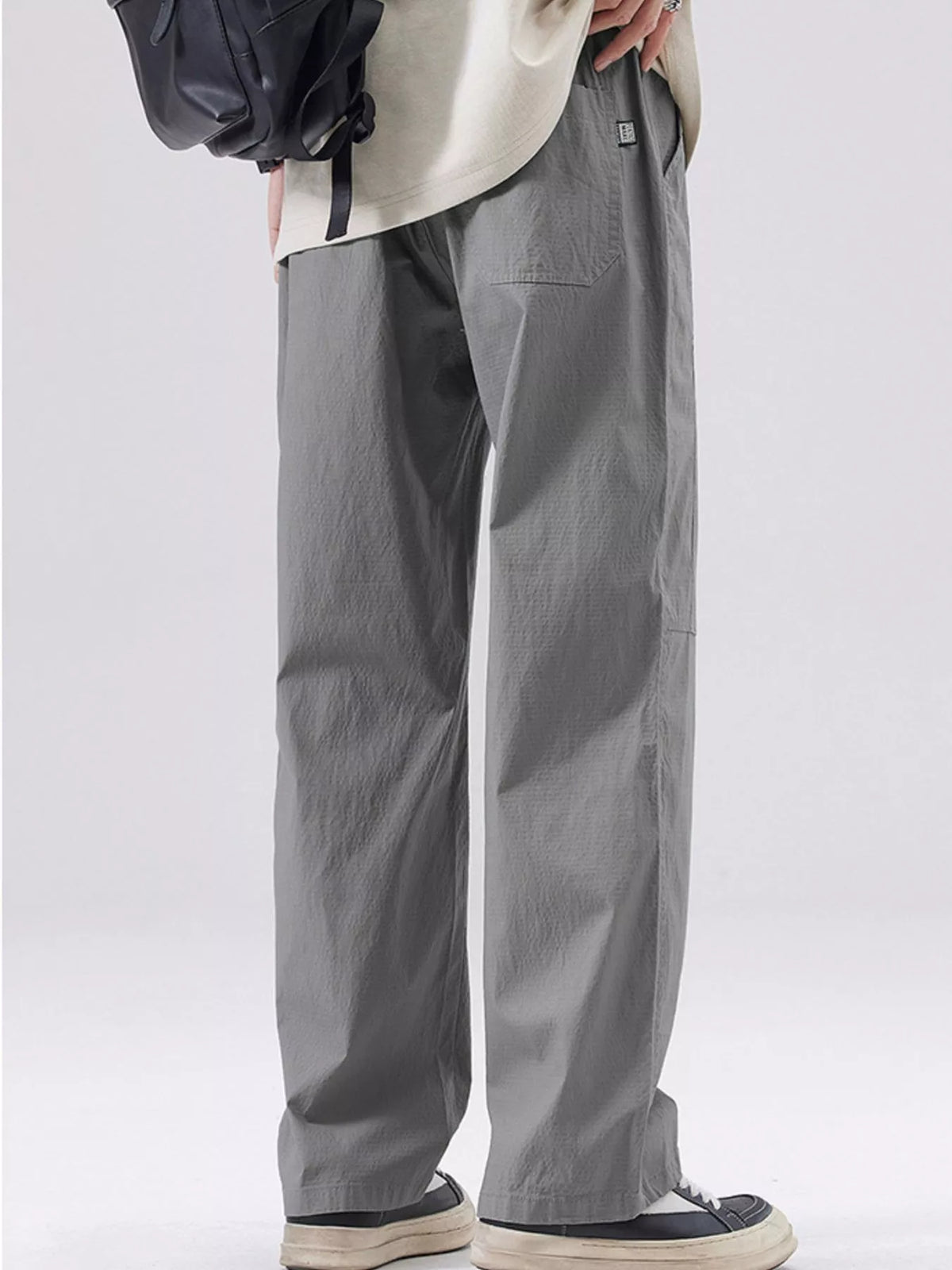 Men's Full Size Casual Relaxed Fit Wide Leg Pants Plus Size in Grey, view 3