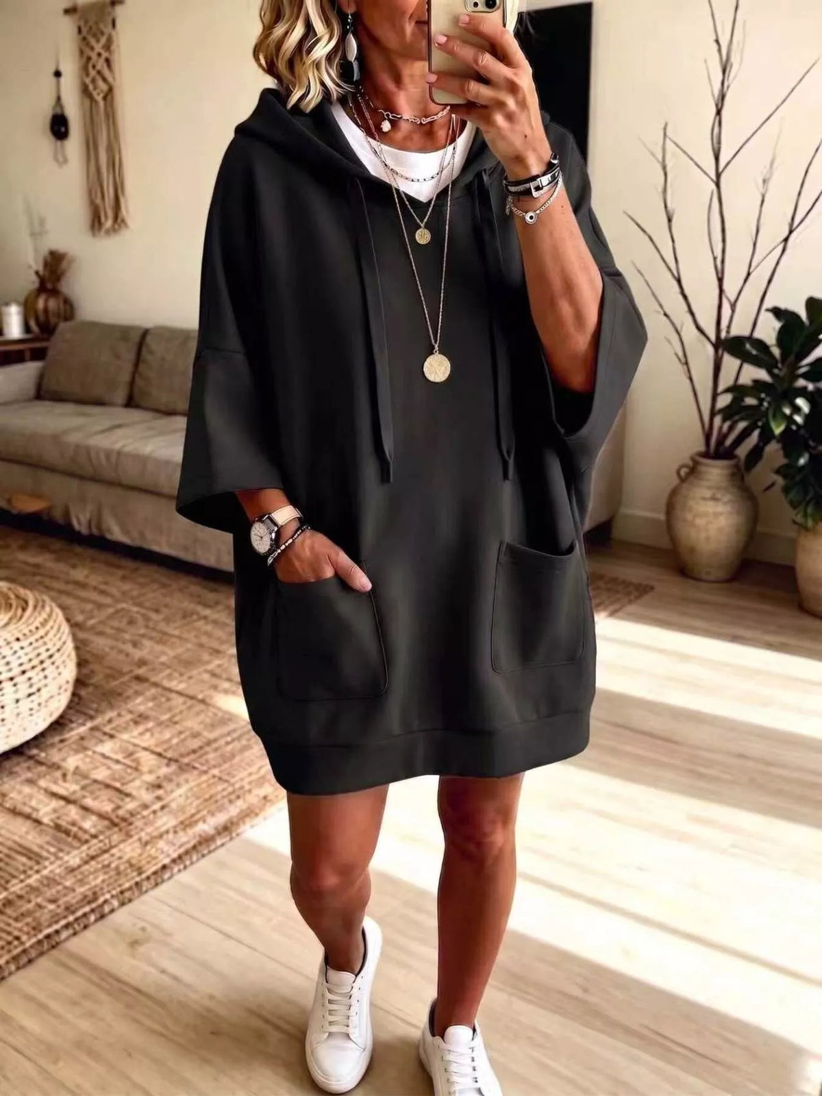 Full Size Drawstring Oversized Front Pockets Oversized Hoodie Plus Size - Lilixa.store
