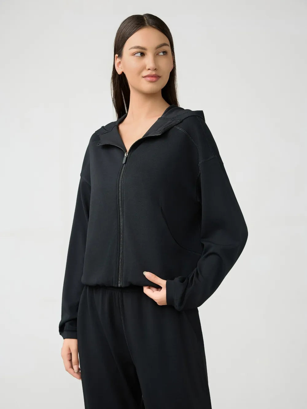 Millennia Zip Up Dropped Shouder Active Hooded - Lilixa.store