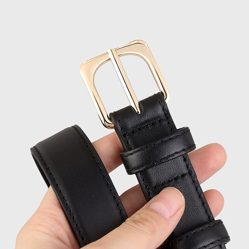 Classic Leather Belt with Golden Buckle - Lilixa.store