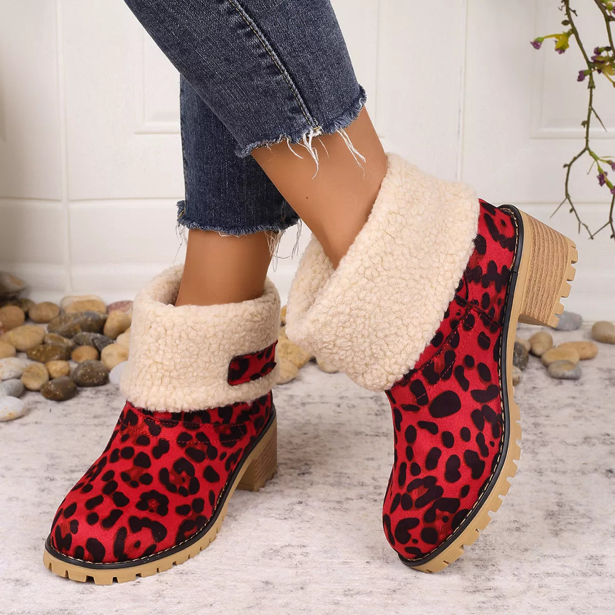 Leopard Print Plush Lined Boots - Lilixa.store
