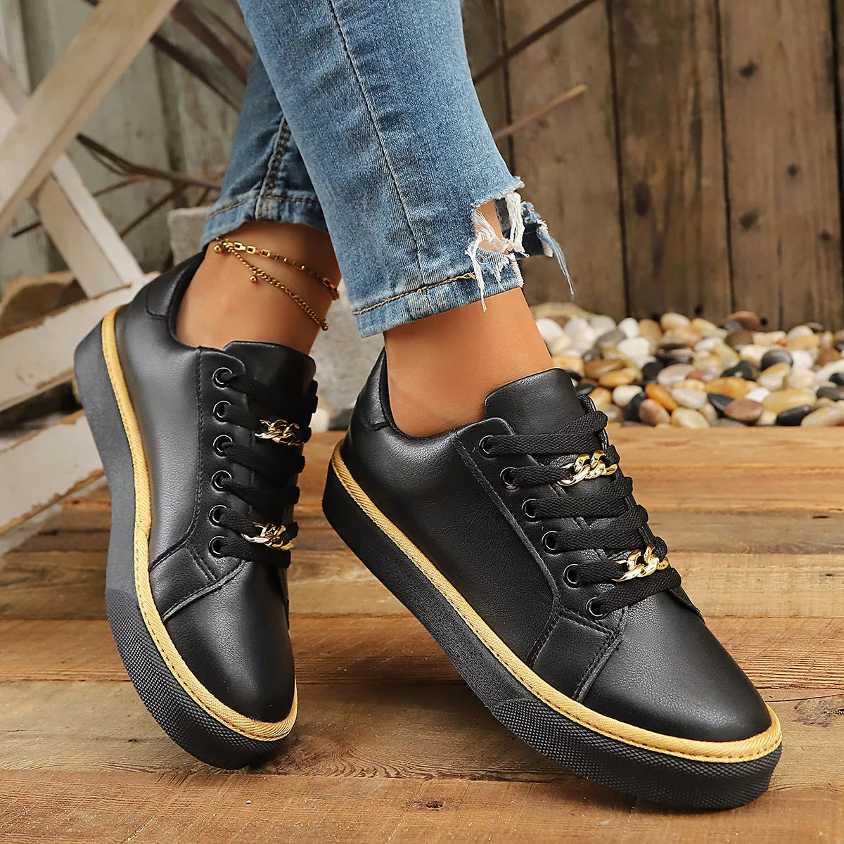 Round Toe Platform Sneakers - Lilixa.store