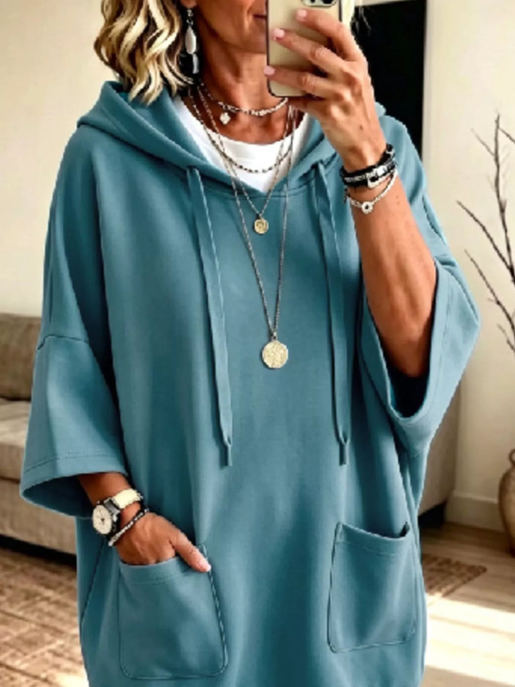 Full Size Drawstring Oversized Front Pockets Oversized Hoodie Plus Size - Lilixa.store