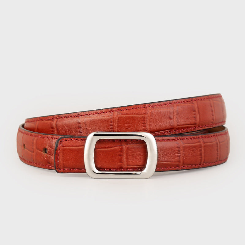 Crocodile Embossed Leather Belt - Lilixa.store