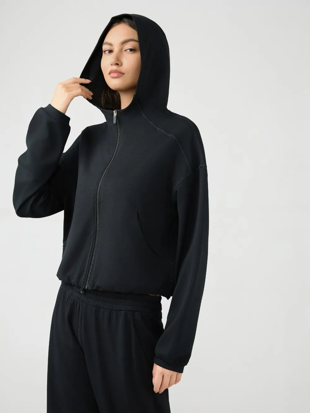 Millennia Zip Up Dropped Shouder Active Hooded - Lilixa.store