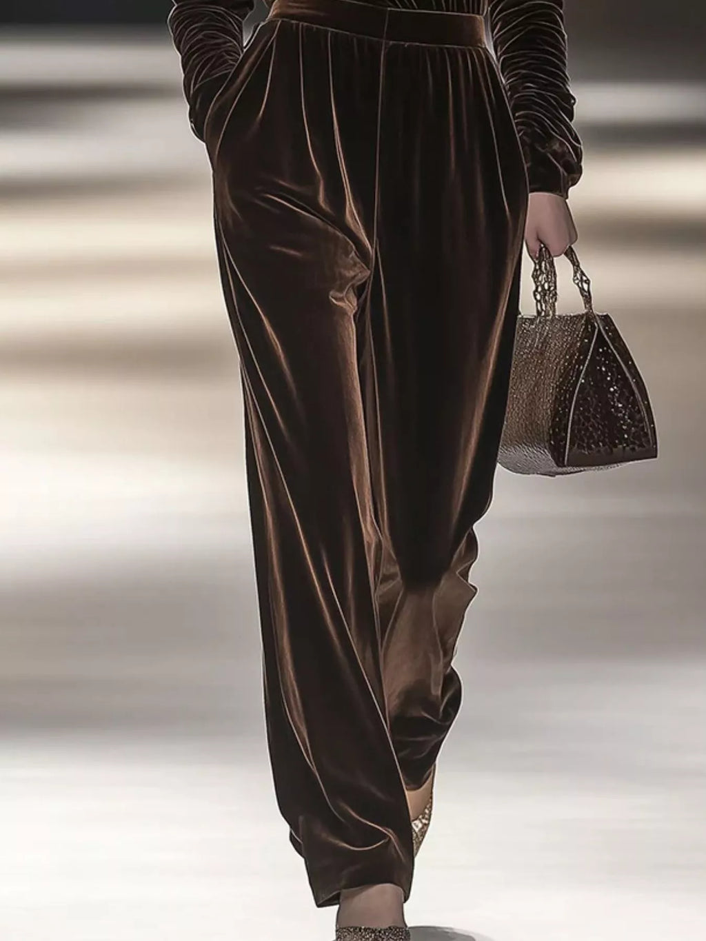 Full Size Velvet Turtleneck Long Sleeve Top and Wide-Leg Pants Set Plus Size - Lilixa.store