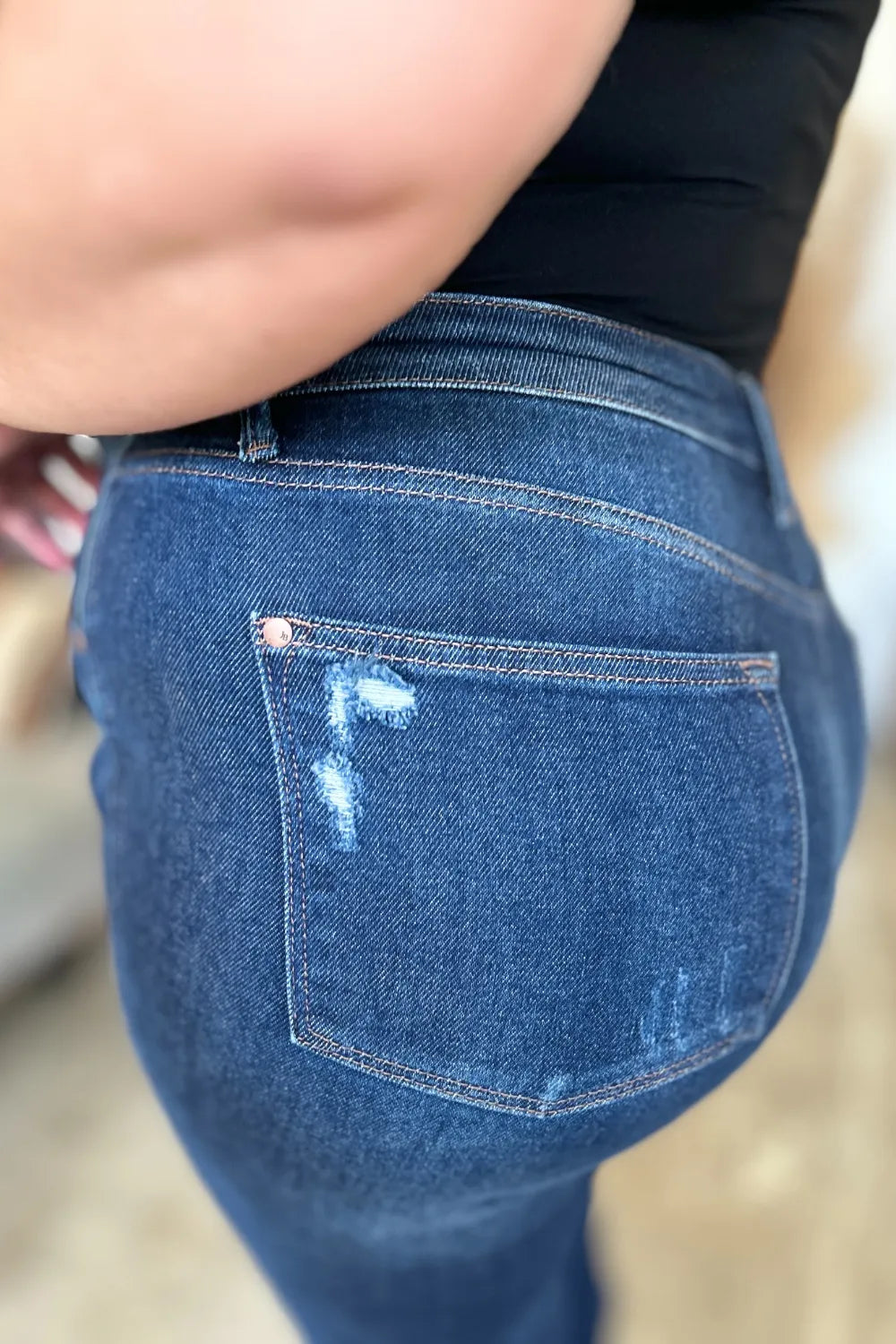 Judy Blue Full Size High Waist Rigid Magic Heavy Destroy Straight Jeans - Lilixa.store