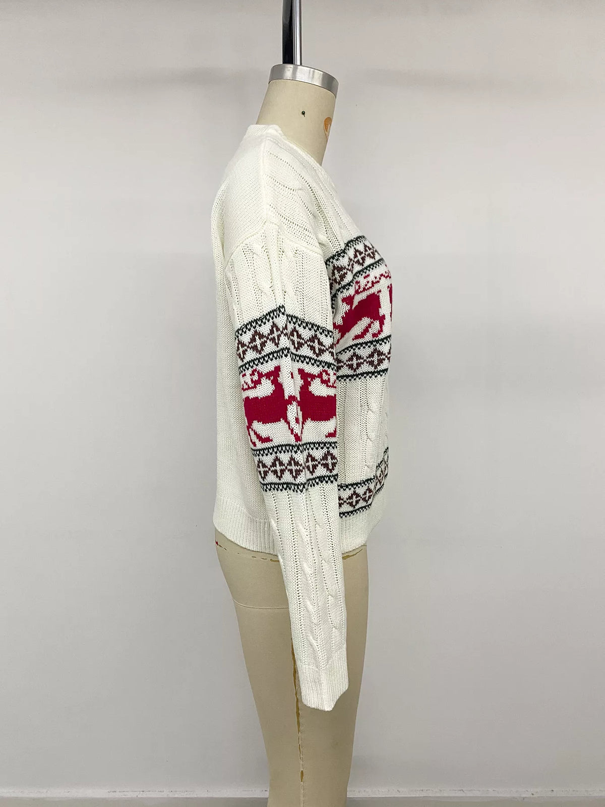 Christmas Reindeer Pattern Cable Knit Sweater - Lilixa.store