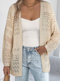 Hollowed Knit Open Front Cardigan - Lilixa.store