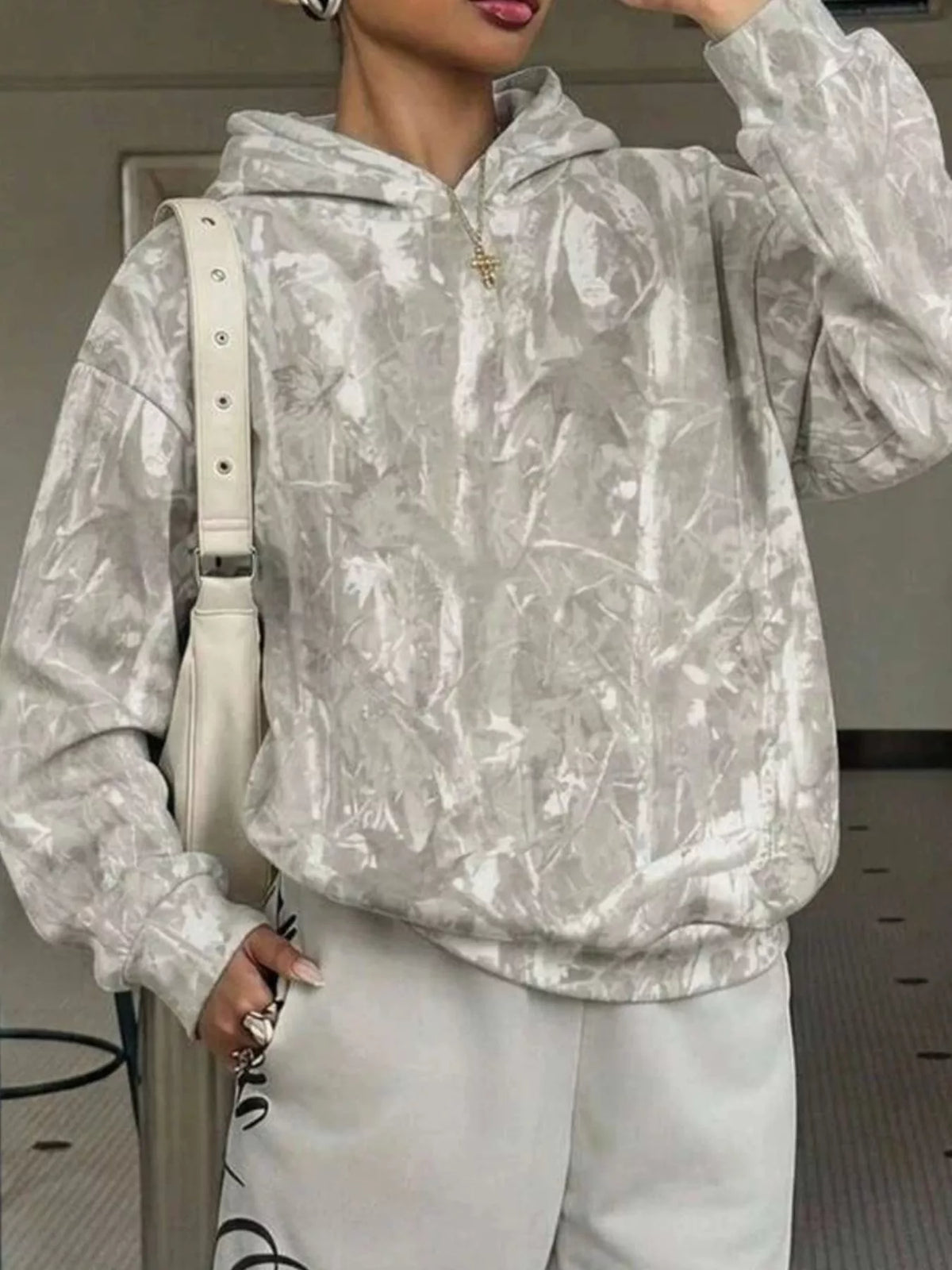 Leopard Dropped Shoulder Hoodie