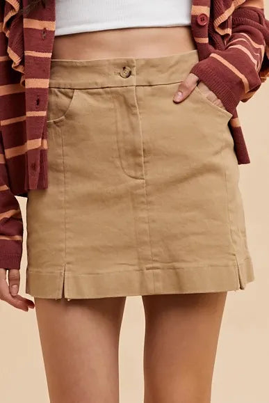 Annie Wear Comfort Stretch Cotton Slit Detailed Mini Skirt - Lilixa.store