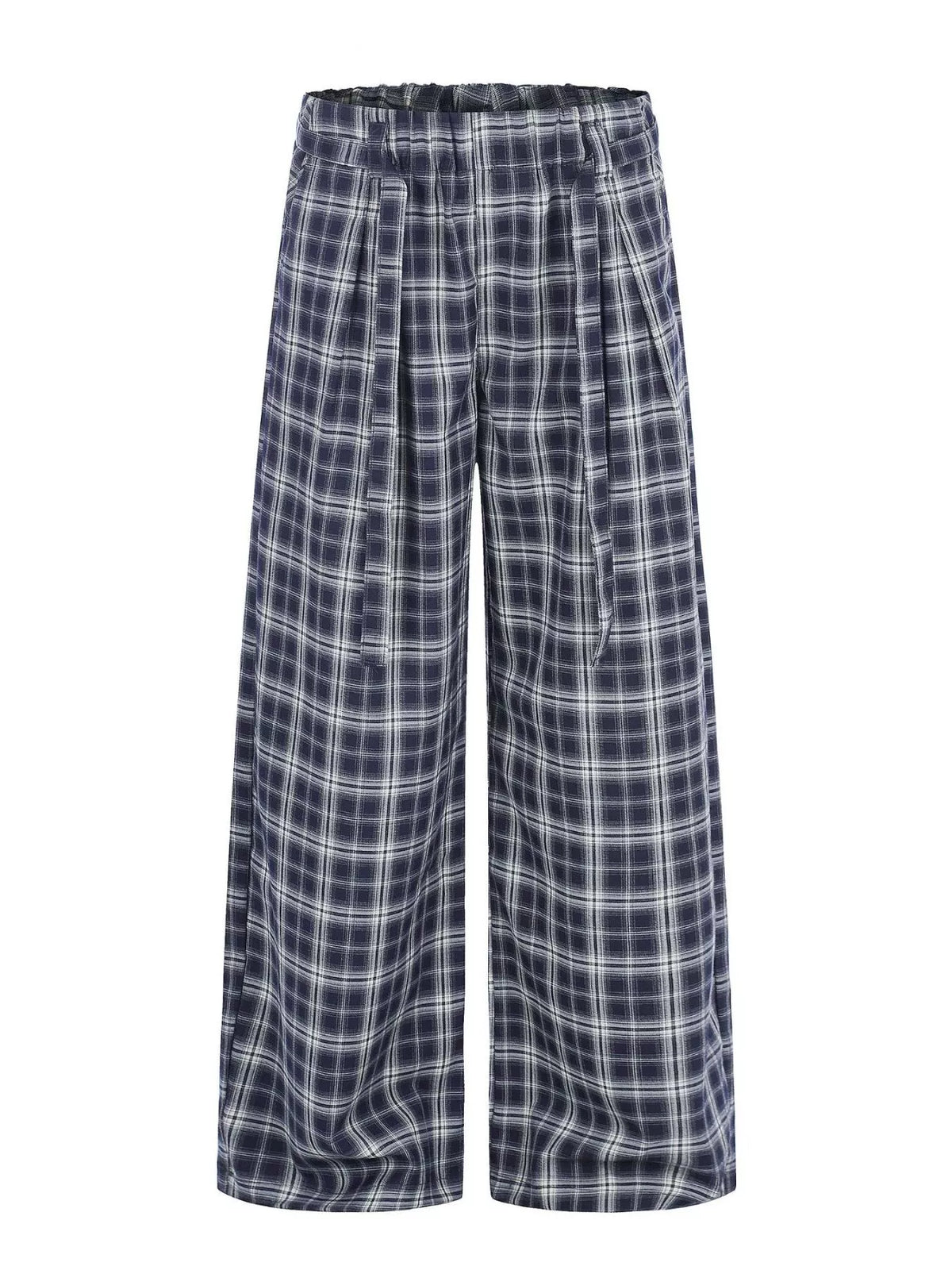 Men's Plaid Wide-Leg Pants in Blue