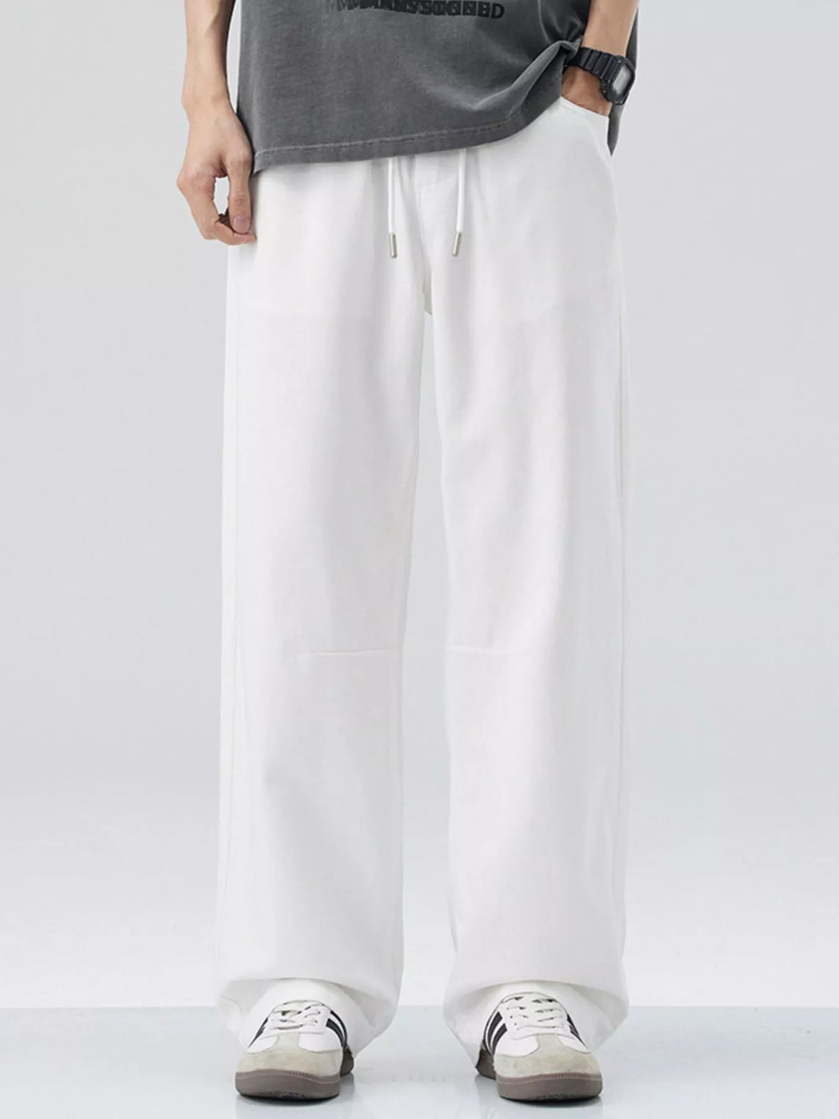 Men's Wide Leg Casual Pants in Off-white